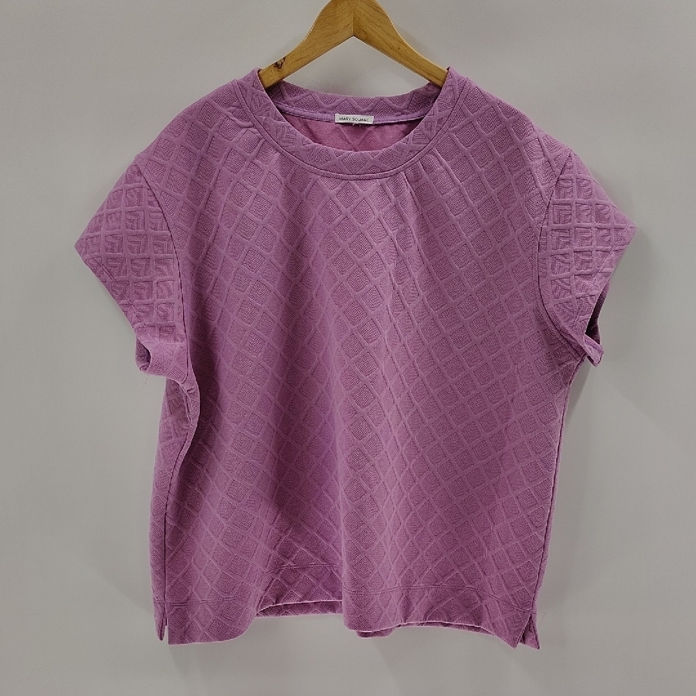 Mary Square Blouse XXL Quilted Short Sleeve Purple